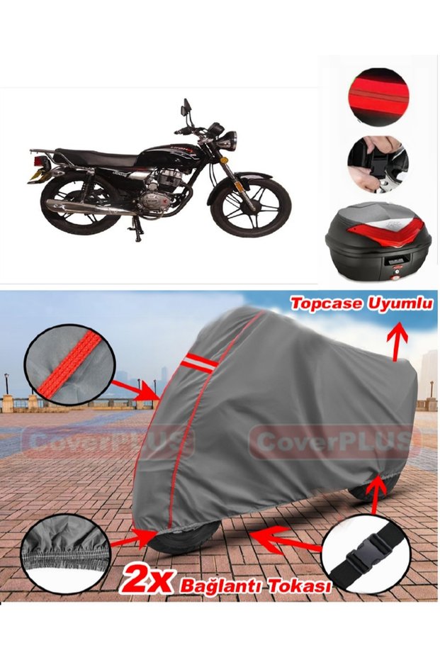 Lifan Pony 100 Rear Bag Compatible Motor Tarpaulin Motorcycle Tarpaulin Red Stitched Gray