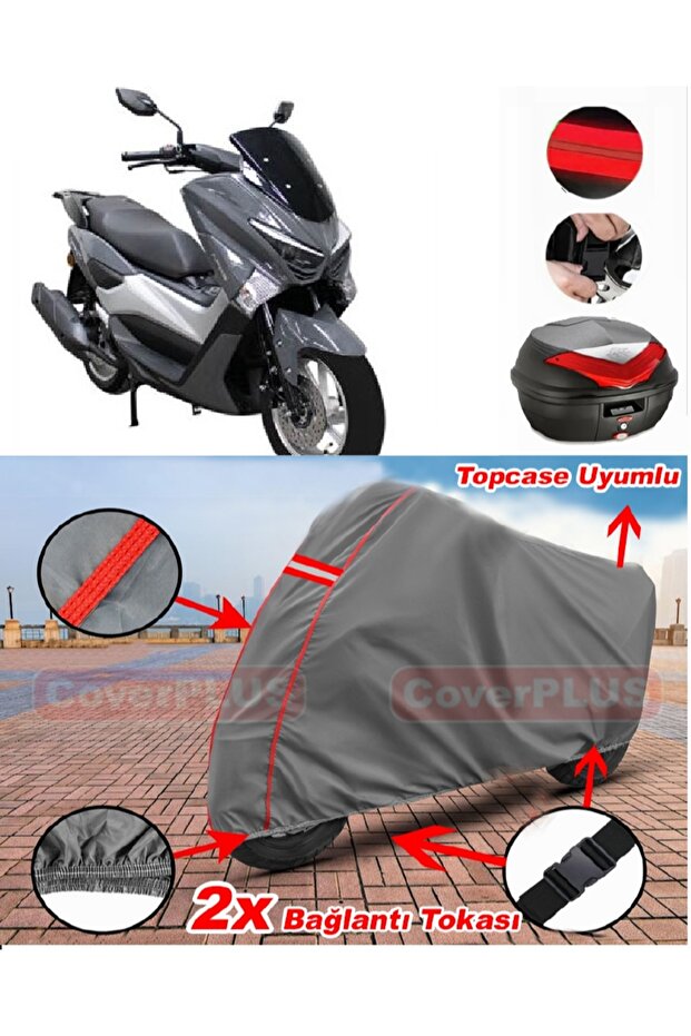 Apec Apx5 Top Case Compatible Motor Tarpaulin Motorcycle Tarpaulin Red Stitched Gray