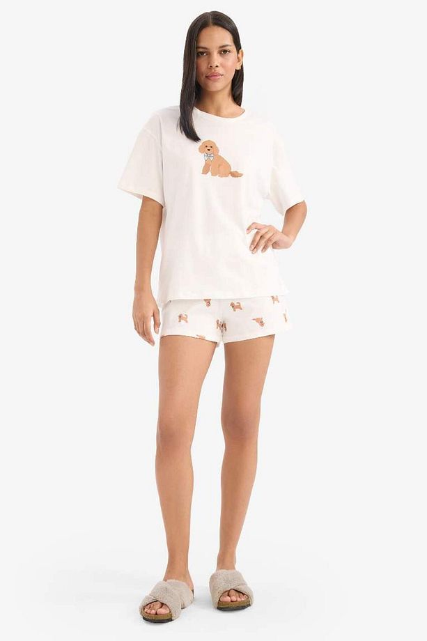 Pijama Takımı Kısa Kollu Üst Esnek Belli Şort-fall In Love E9826ax25sm - 2