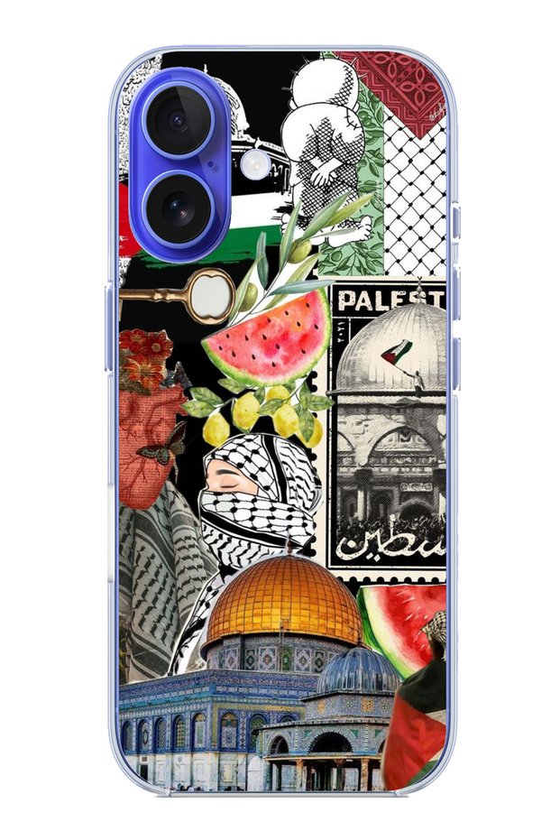 iPhone 16 Compatible Palestine Freedom Collage Transparent Silicone Case