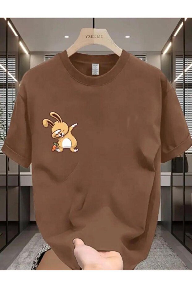 Sevimli Tavşan Baskılı Basic T-Shirt - 1