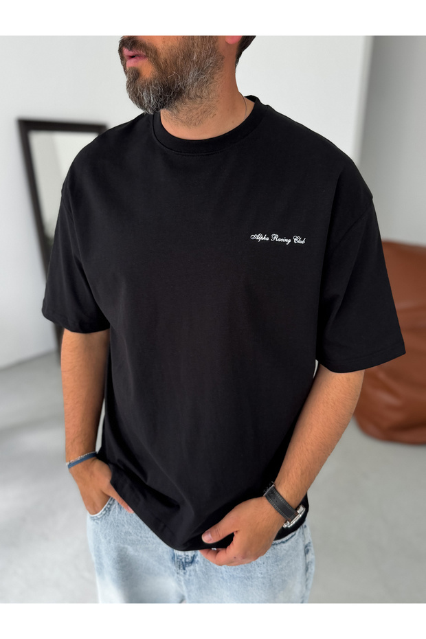 Siyah Alpha Racing Oversize T-Shirt PM-017 - 2