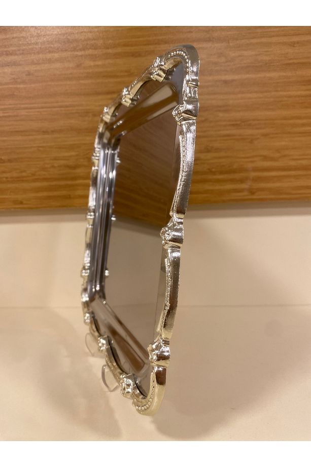 TEPSİ TEK KİŞİLİK KAHVE ÇAY SUNUM KARE GÜMÜŞ 24X24 CM - 3