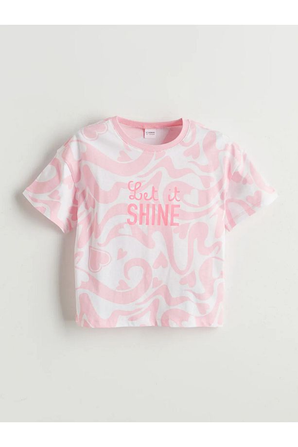 LCW Kids Pembe Bisiklet Yaka Kız Çocuk Şortlu Pijama Takımı - 2