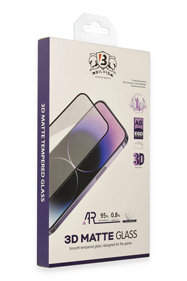 واقي شاشة زجاجي مطفي ثلاثي الأبعاد لهاتف iPhone 14 Pro Max Bilvis 1495938709
