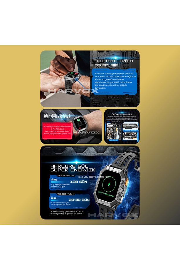Harvox Watch X1 Pro Saat Iphone Ve Android Tüm Telefonlara Uyumlu 100Gün Sarj Süreli Akıllı SAAT - 4