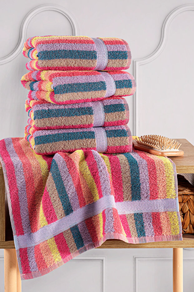Alaca 4-Piece 50*90 Cotton Hand Face Towel | Towel & Towel Set | Towel | Towel Set | Dowry Set