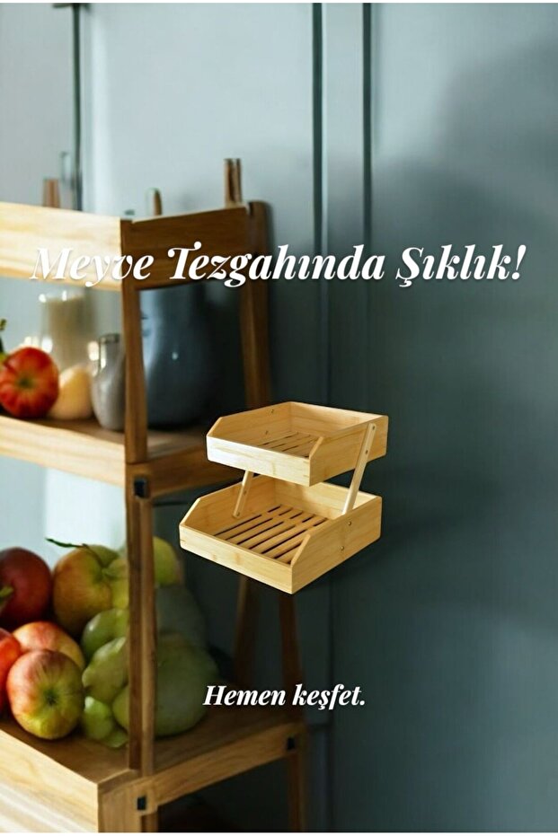 Bambu 2 katlı meyvelik - bambu katlı sunumluk - 2