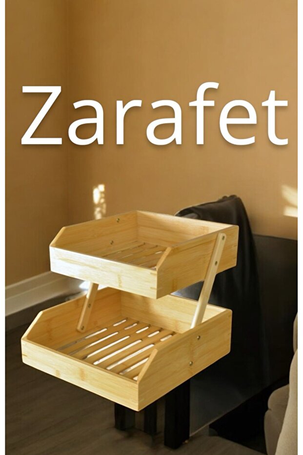 Bambu 2 katlı meyvelik - bambu katlı sunumluk - 6