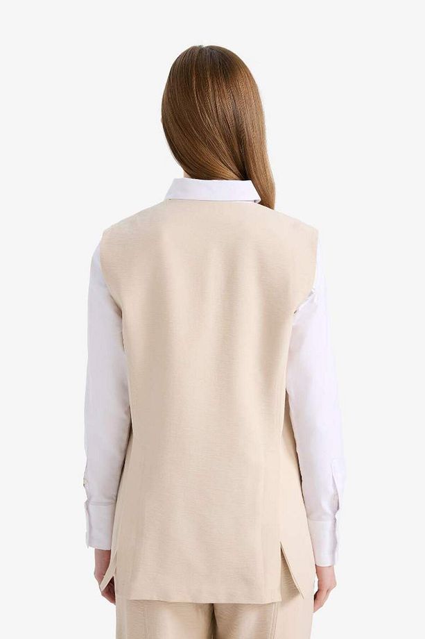 V Yaka Bağcıklı Basic Düz Blazer Yelek E4358ax25sp - 8