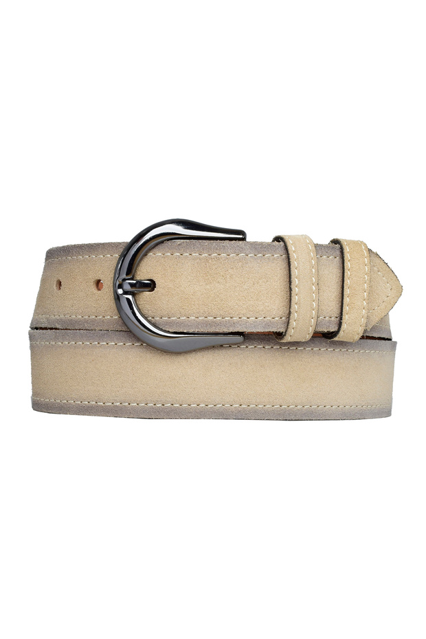 100% Genuine Leather, Black Nickel Buckle 4 Cm Suede Cream Women's Belt; Jeans, Sports Belt=an-byn-70.nickel