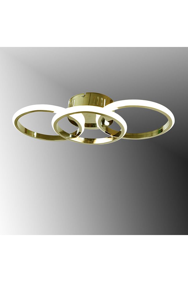 TT305-3-SARI-SARIIŞIK TT Aydınlatma ( SARI IŞIK ) Sarı Kaplama 3 lü Led Avize - 1