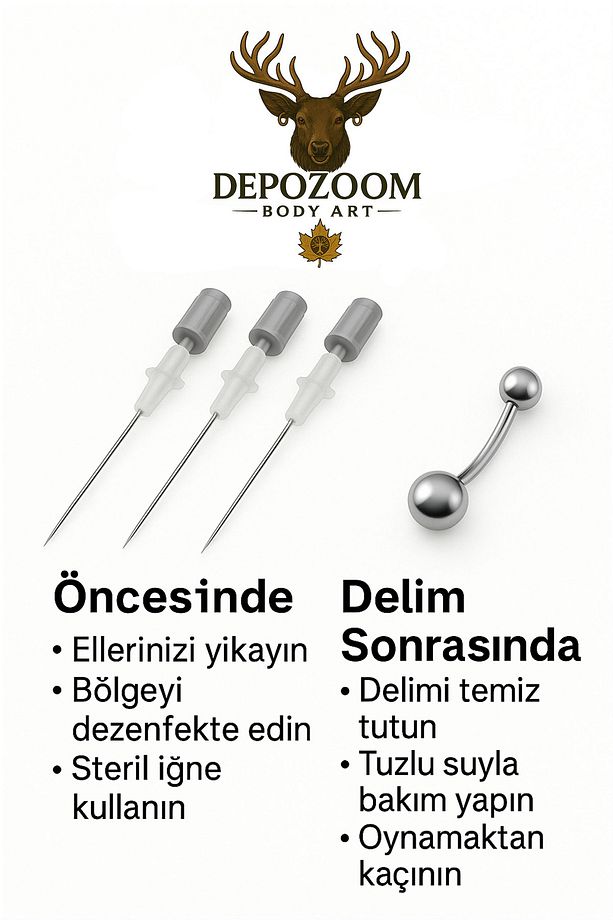 Kanül İntraket Gri 3 adet Göbek delim iğnesi 3 adet TİTANYUM piercing +3 hediye 316L 1,6X10 mm - 2