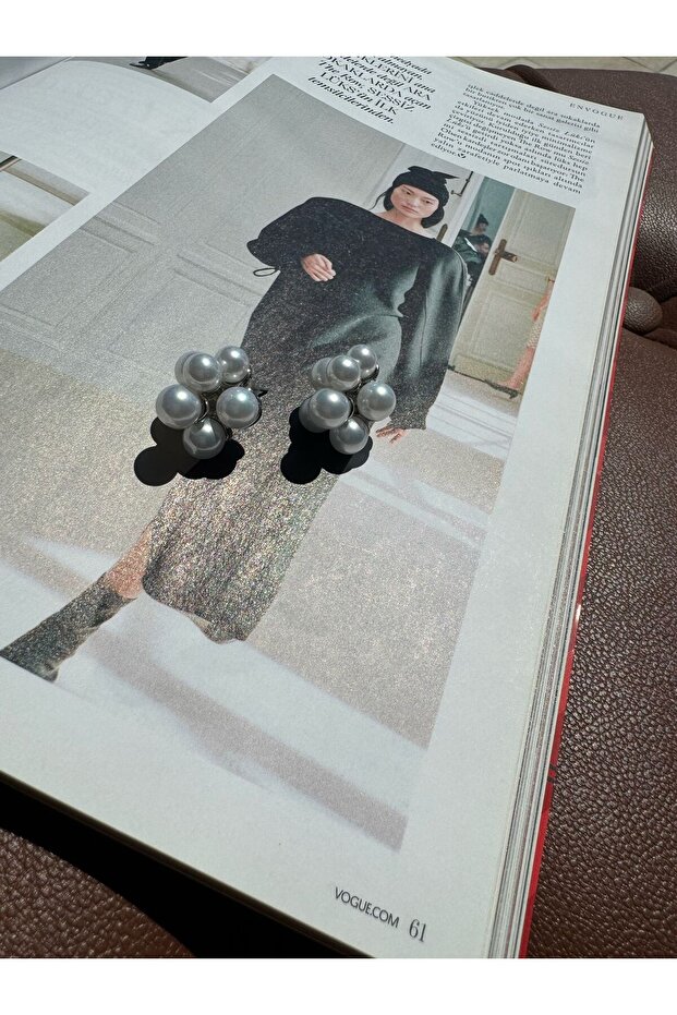 İncili Top Çiçek Küpe - 2