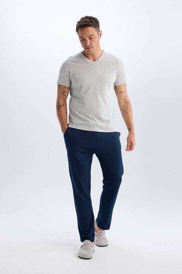 %100 Pamuk Regular Fit V Yaka Pamuklu Basic Düz Kısa Kollu Tişört D7938ax25sp - 2