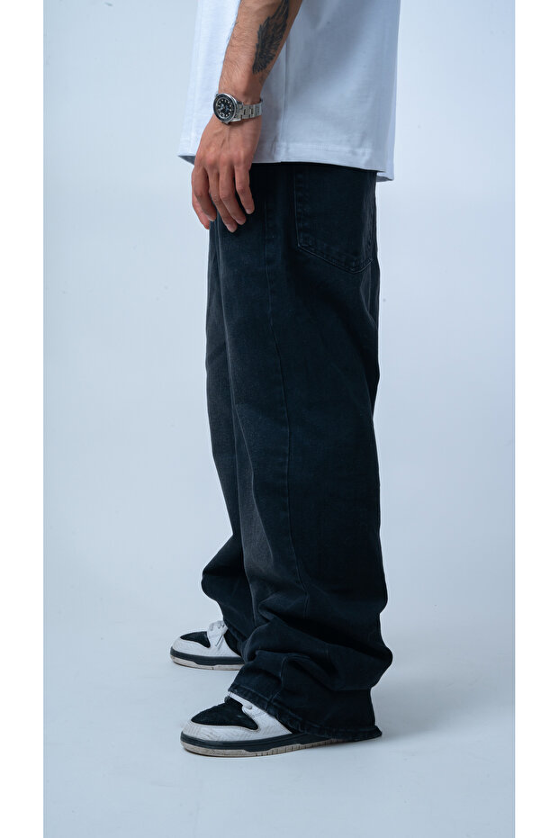 Basic Siyah Baggy Jean - 3