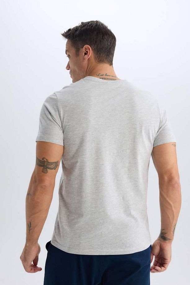%100 Pamuk Regular Fit V Yaka Pamuklu Basic Düz Kısa Kollu Tişört D7938ax25sp - 6