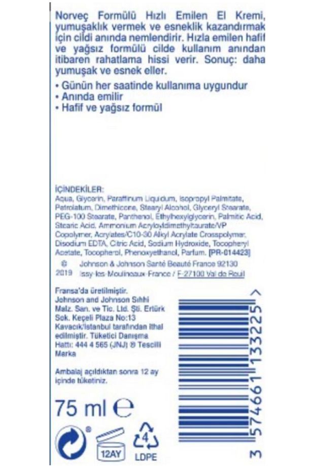 Norveç Formülü Hızlı Emilen El Kremi 75 ml x2 - 2