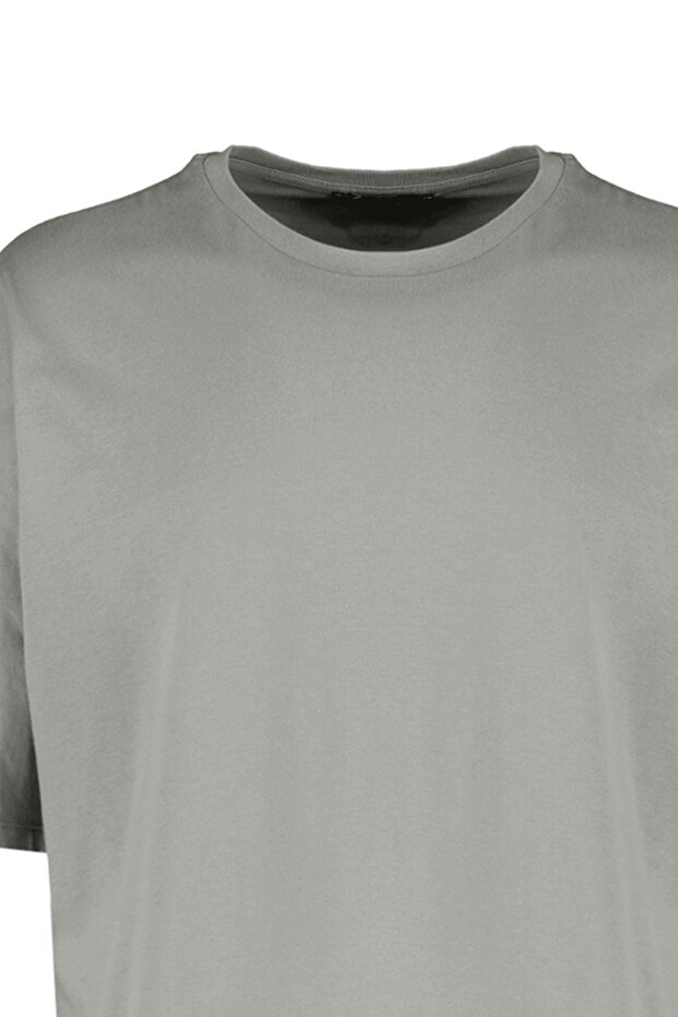 Gri Basic %100 Pamuklu Bisiklet Yaka Oversize/Geniş Kesim Kısa Kollu T-Shirt TMNSS22TS0318 - 10