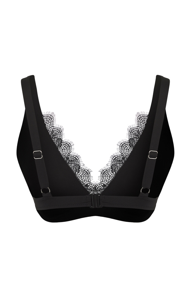 Siyah Dantel Detaylı Üçgen Kaplı Bikini Üstü TBESS25BU00071 - 7