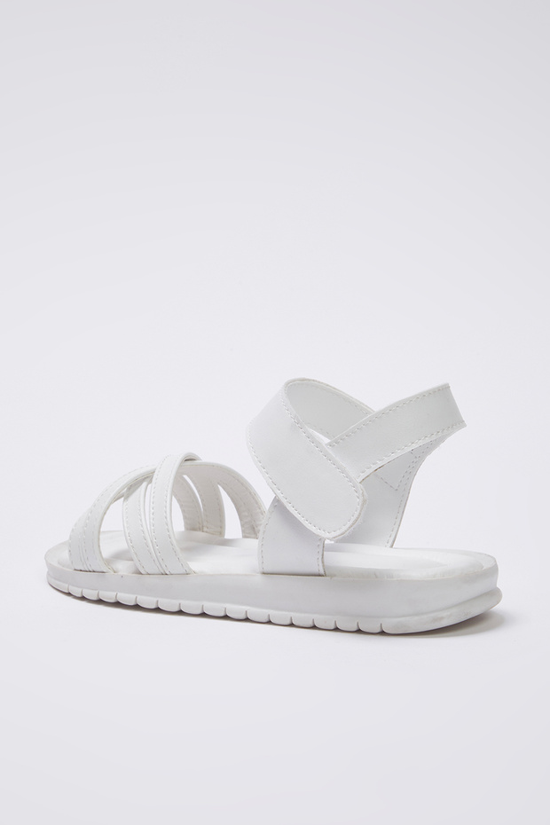 Beyaz Cırt Bantlı Büyük/Küçük Kız Çocuk Kids Sandalet TAKSS25SD00040 - 3