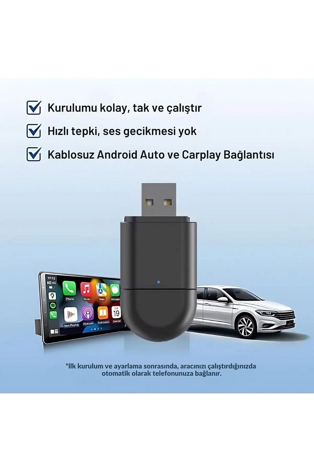 Yeni Tasarım Araç Içi 2in1 Android ve Apple Cihazlar Için Kablosuz Android Auto ve Carplay Adaptörü - 3