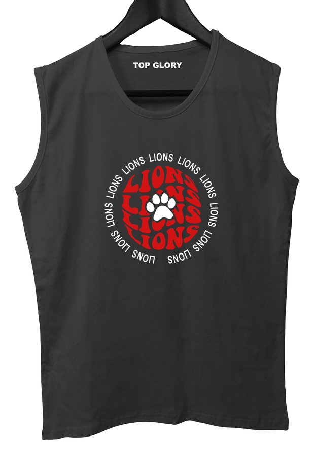 Lions Printed Sleeveless Athlete T-Shirt Tank Top Athlete Fitness Tank Top