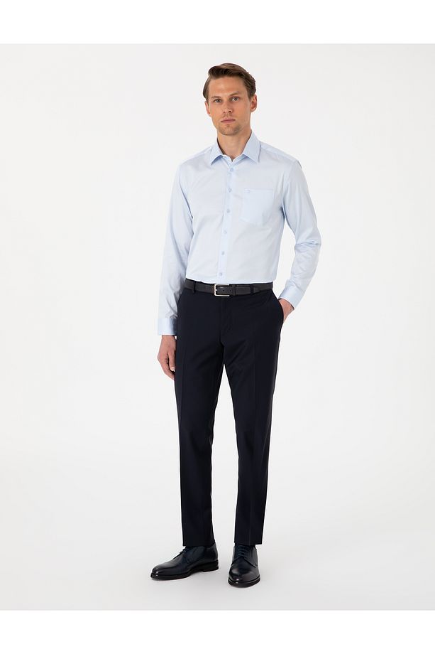 Açık Mavi Regular Fit Uzun Kollu Basic Gömlek 50302972-VR003 - 4