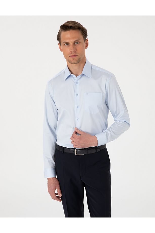 Açık Mavi Regular Fit Uzun Kollu Basic Gömlek 50302972-VR003 - 3