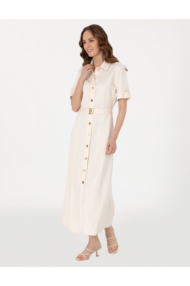 Ekru Regular Fit Dokuma Elbise 50301025-VR019 - 3