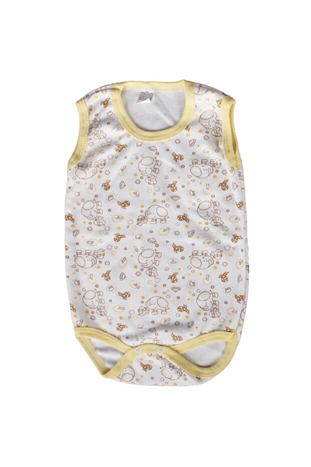 Yellow Animal Patterned Unisex Bodysuit - Ribbed Strap