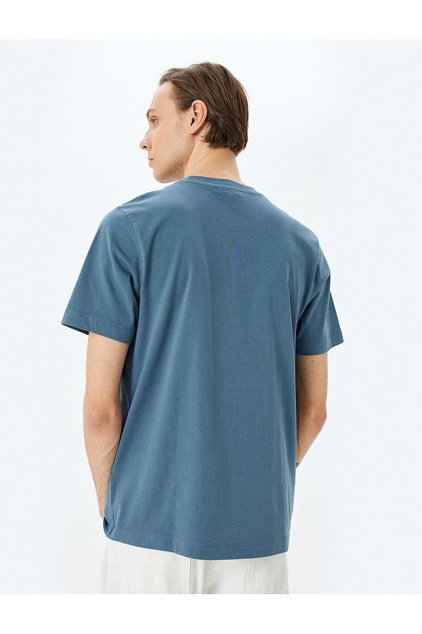Pamuklu Bisiklet Yaka Regular Fit Kısa Kollu Basic Tişört - 4