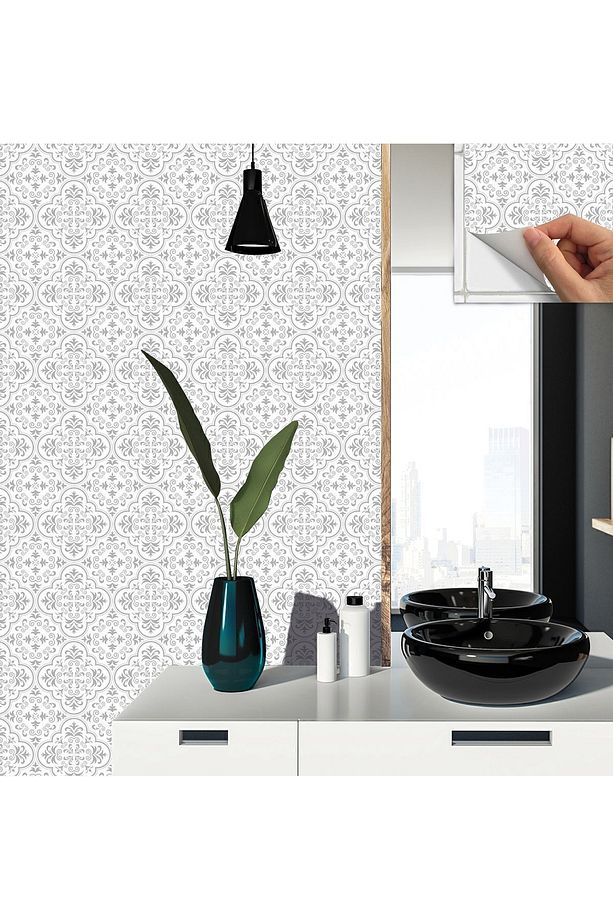Kendinden Yapışkanlı Gri Motifli Desenli Pvc Karo 30x30 Cm (33 ADET) 3 M² - 4