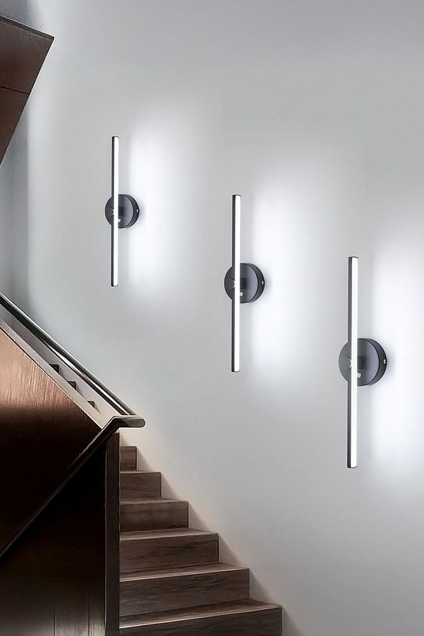 Kendinden Yapışkanlı Pilli Led Aplik Tablo Duvar Resim Ayna Duvar Lambası Kaliteli Siyah Metal Kasa - 3