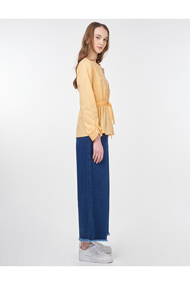 بلوزة بروش برباط الخصر برتقالية - 6