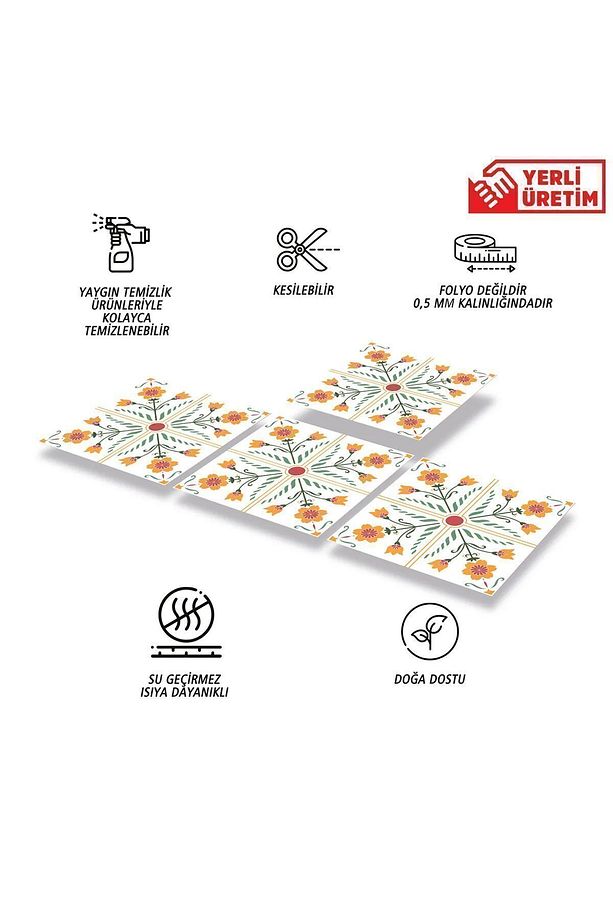 Kendinden Yapışkanlı Portakal Çiçeği Desenli Pvc Karo 30x30 Cm (33 ADET) 3 M² - 2