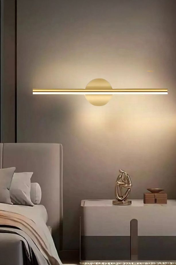 Modern Kablosuz Tak Çalıştır Ledli Pilli Aplik Banyo Tablo Ayna Aydınlatma Eskitme Gold Pil Dahildir - 1