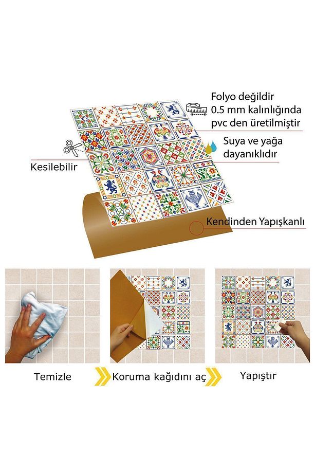 Kendinden Yapışkanlı Modern Karo Desenli Pvc Karo 30x30 Cm (33 ADET) 3 M² - 3