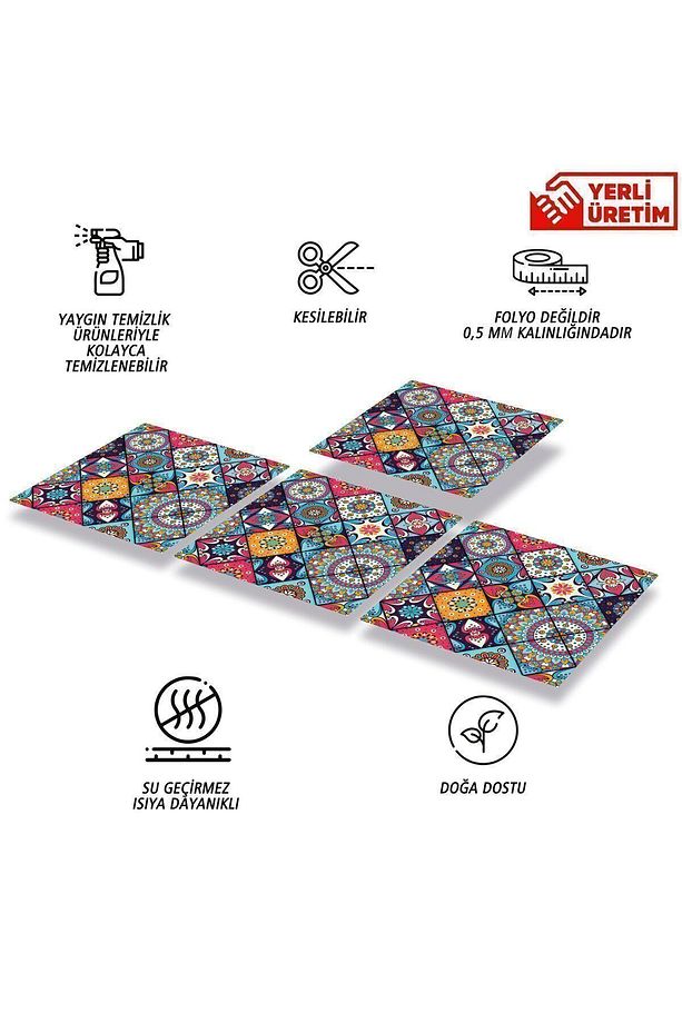 Kendinden Yapışkanlı Pembe Karo Desenli Pvc Karo 30x30 Cm (33 ADET) 3 M² - 2