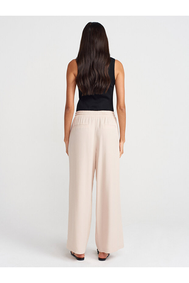 71623 Geniş Paça Pantolon-Bej - 2