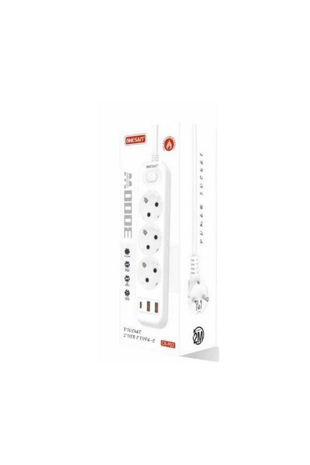 3'lü Akım Korumalı Priz | USB + Type-C Çıkışlı Çoklu Şarj Ünitesi - 2