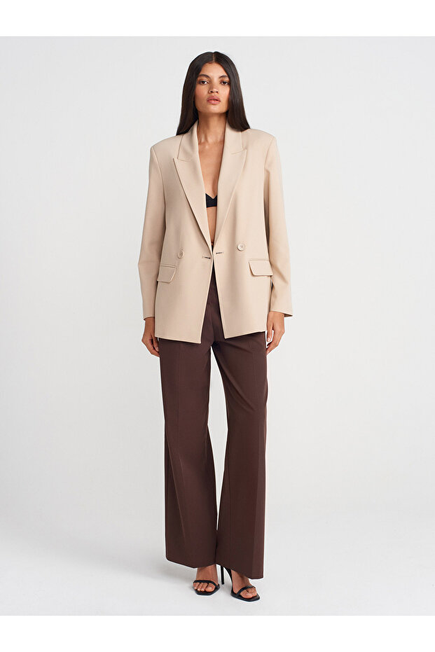 60769 Blazer Ceket-Bej - 4