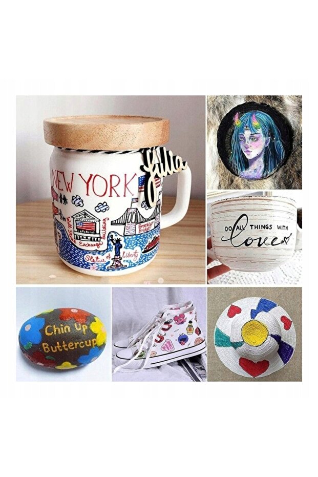 Set of 12 acrylic markers, 2 thin and thick heads, 0.4 mm tip, for various surfaces, quick drying - 8