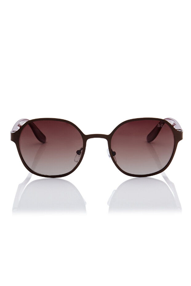 Polarized Sunglasses Matte Brown Frame Gradient Brown Mirror Lens 51mm - LC1211C02