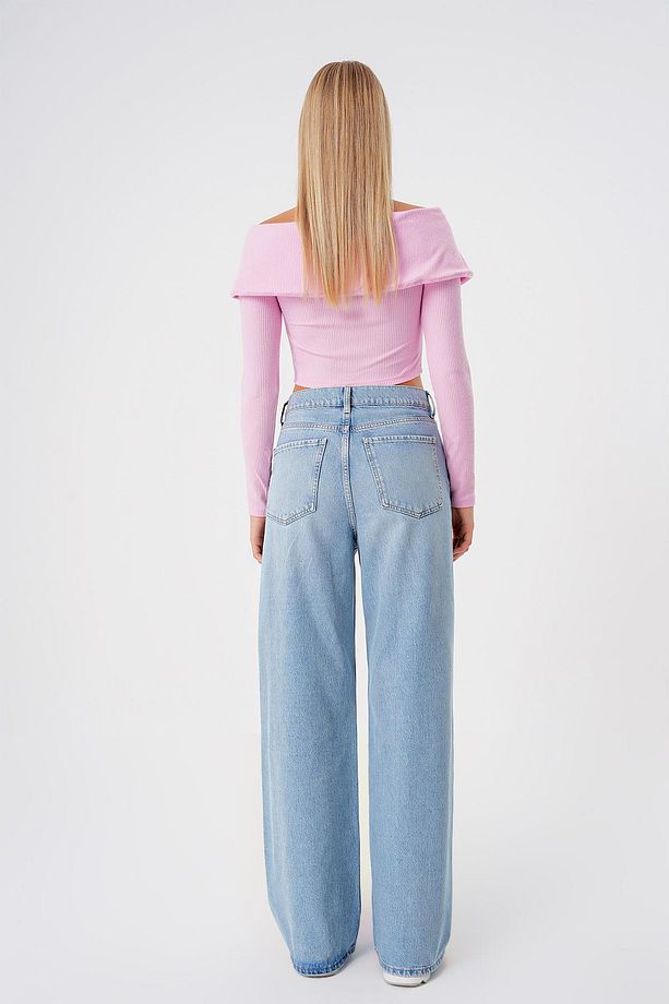 Açık Mavi Yuksek Bel Wide Leg Jean - 3