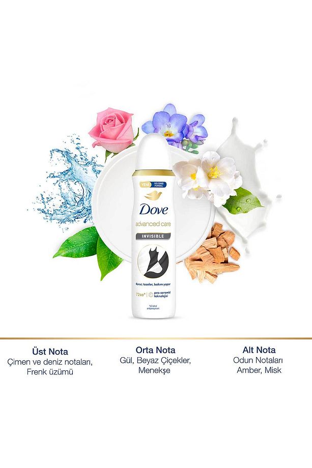 Kadın Sprey Deodorant Advanced Care Invisible 72 Saat Koruma 150 ml X3 - 5