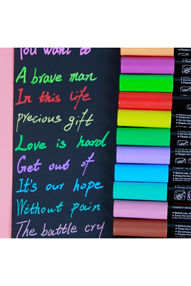 Set of 12 acrylic markers, 2 thin and thick heads, 0.4 mm tip, for various surfaces, quick drying - 4