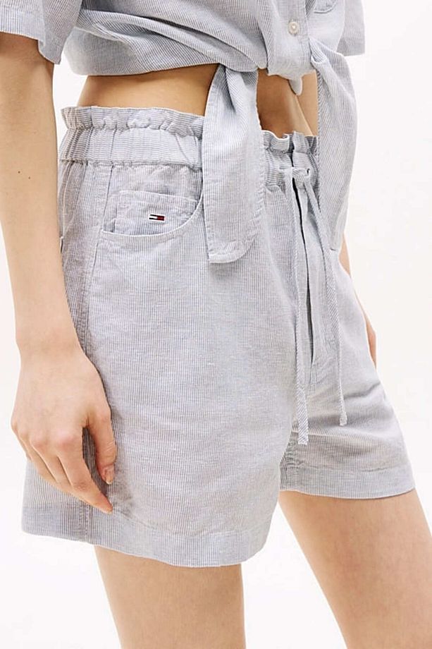 Kadın Tjw Linen Pamuklu Şort - Mavi - 4