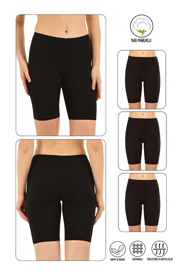 Özkan 0413 3 Pack Women's 95% Cotton Lycra Single Jersey Fabric Flexible Comfortable Soft over Knee Top