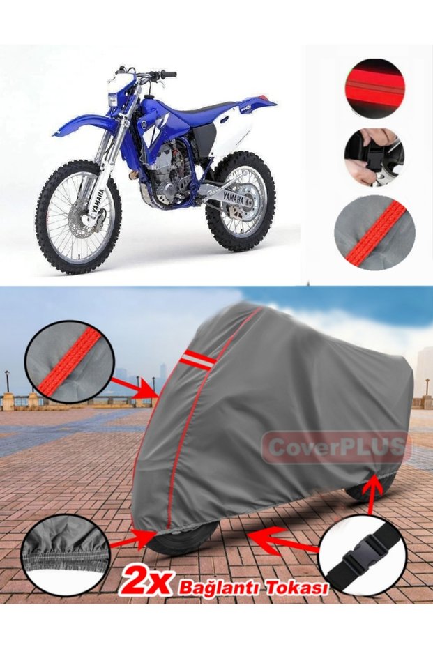 Yamaha Wr 426 F Tarpaulin Motor Tarpaulin Motorbike Cover Tent Red Stitched Gray